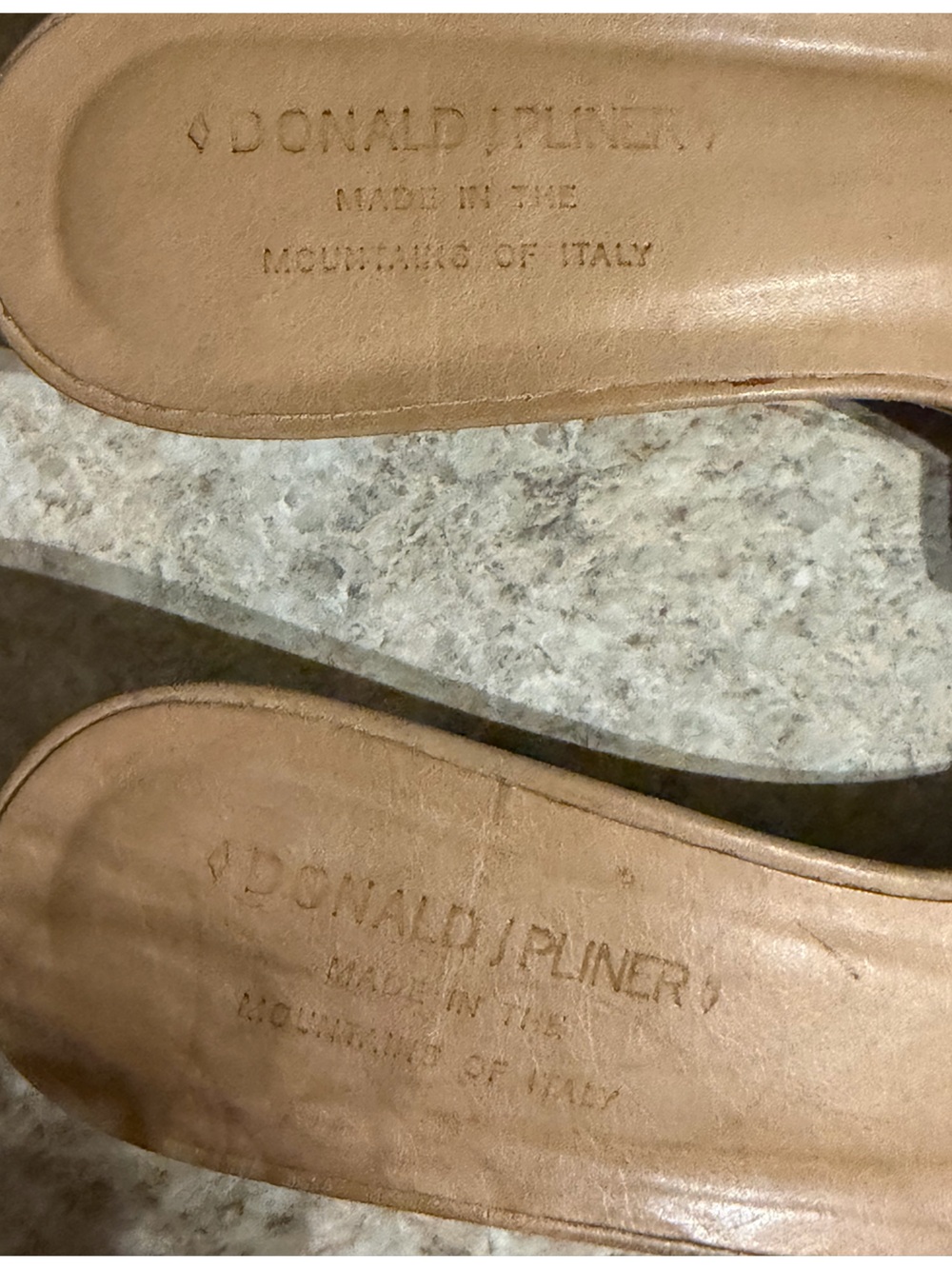 Donald J. Pliner Beige Croc-Embossed Buckle Slide Sandals - Picture 2 of 5
